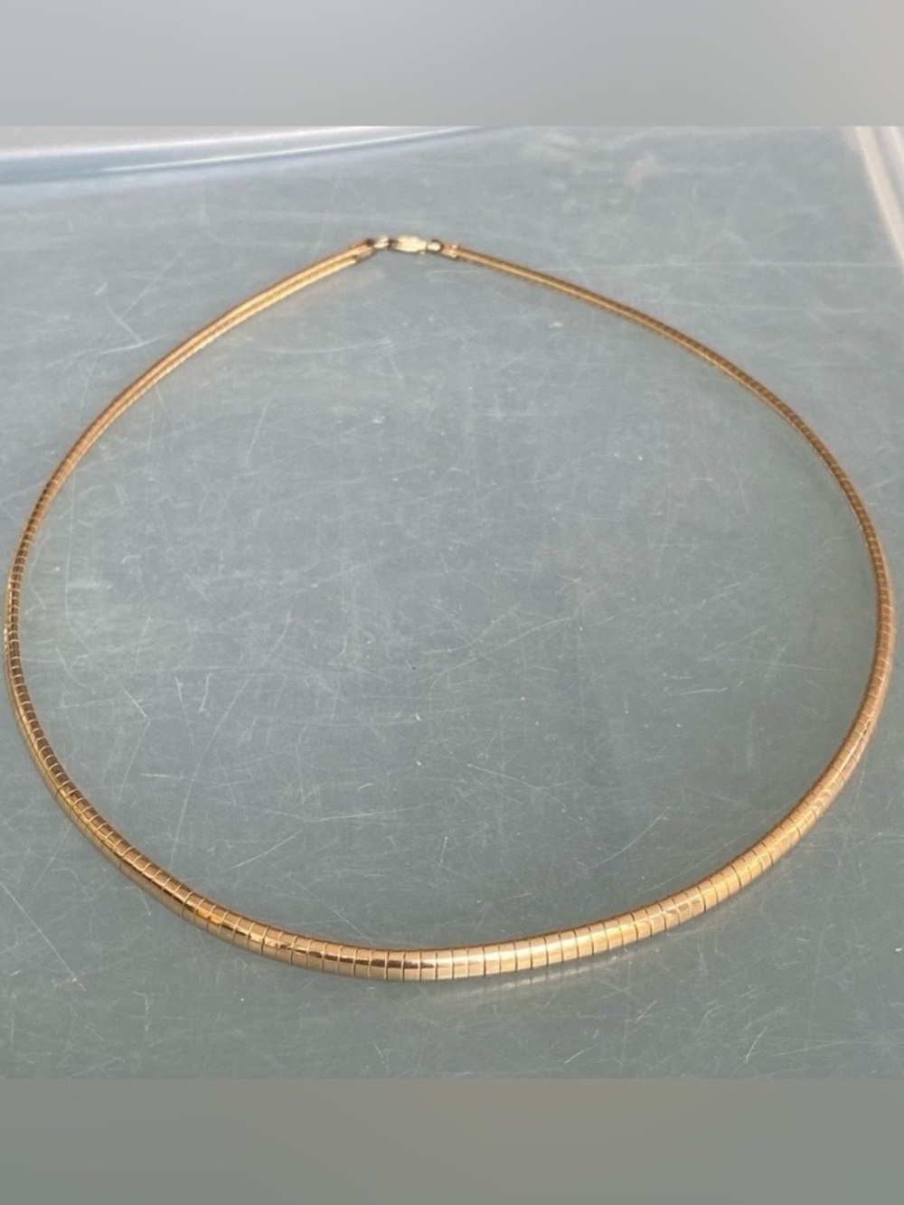 Gold over Sterling 5mm Omega Choker Necklace 23.5g 17.5" 925 Italy